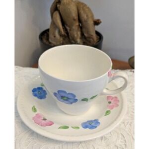 Vintage Swinnertons Tea Cup and Saucer – Romantic Blue & Pink Floral Porcelain